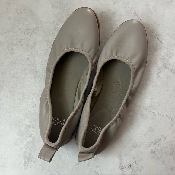 Eileen Fisher Notion Nappa Leather Ballet Flat in Grey 8.5 - Picture 9 of 11